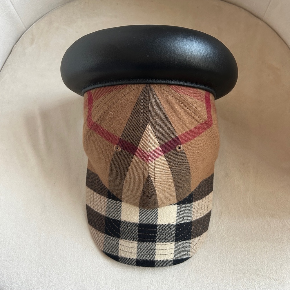 Leather Hairband Check Reconstructed Cap - Picture 3 of 7